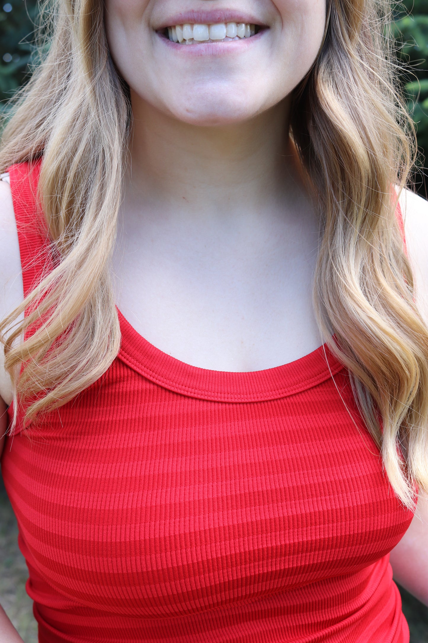 Red Reversible Striped Tank