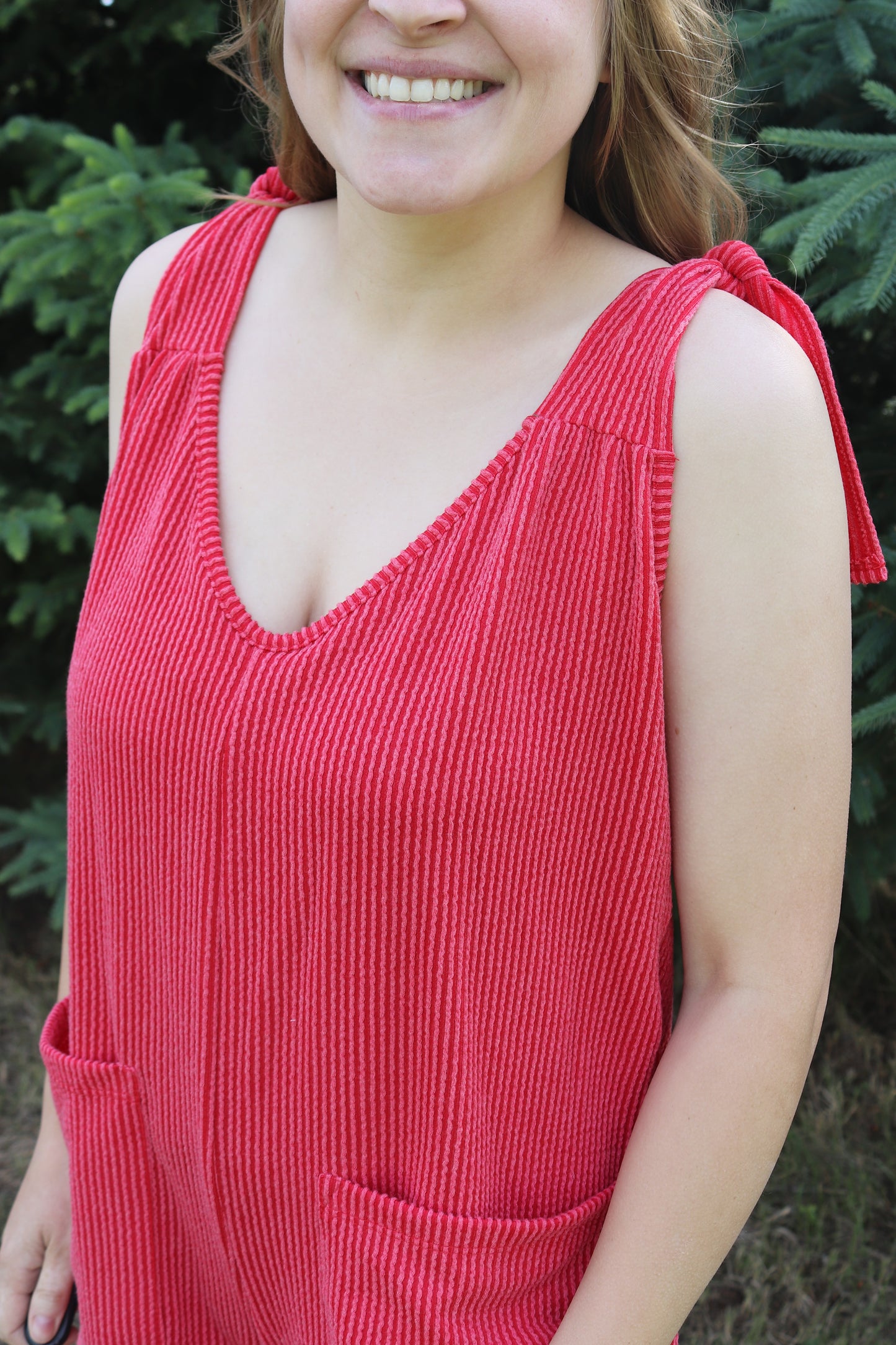Red Urban Ribbed Romper