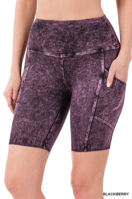 Blackberry Mineral Washed Biker Shorts