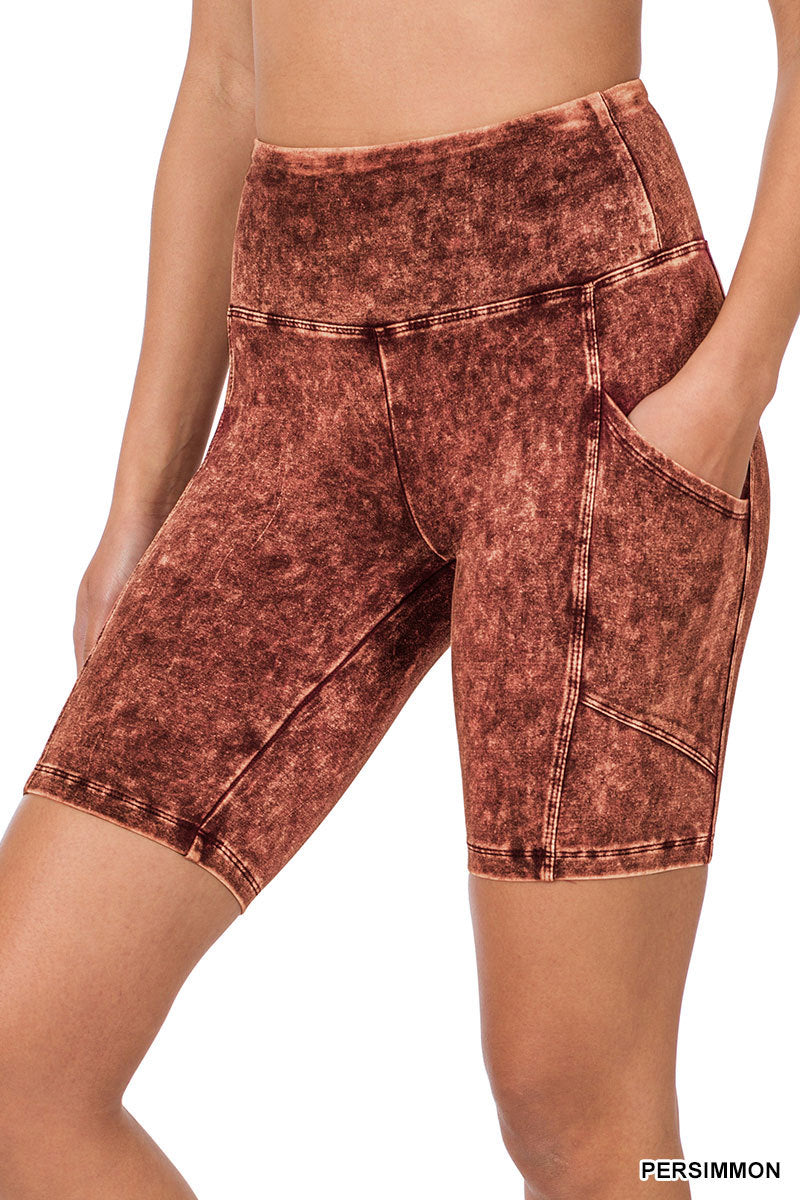 Persimmon Mineral Washed Biker Shorts