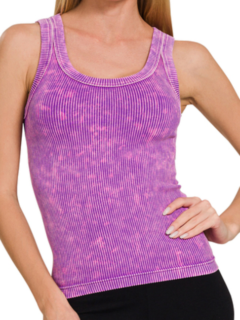 Violet Ribbed Seamless Tank