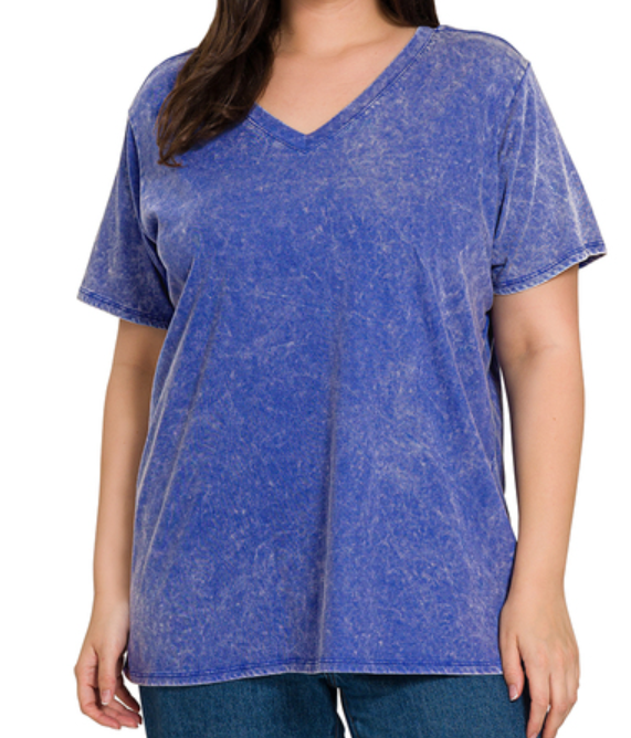 PLUS: Blueberry Washed V-neck Tee