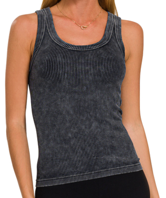 Black Ribbed Seamless Tank