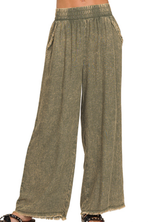 Olive Linen Pants