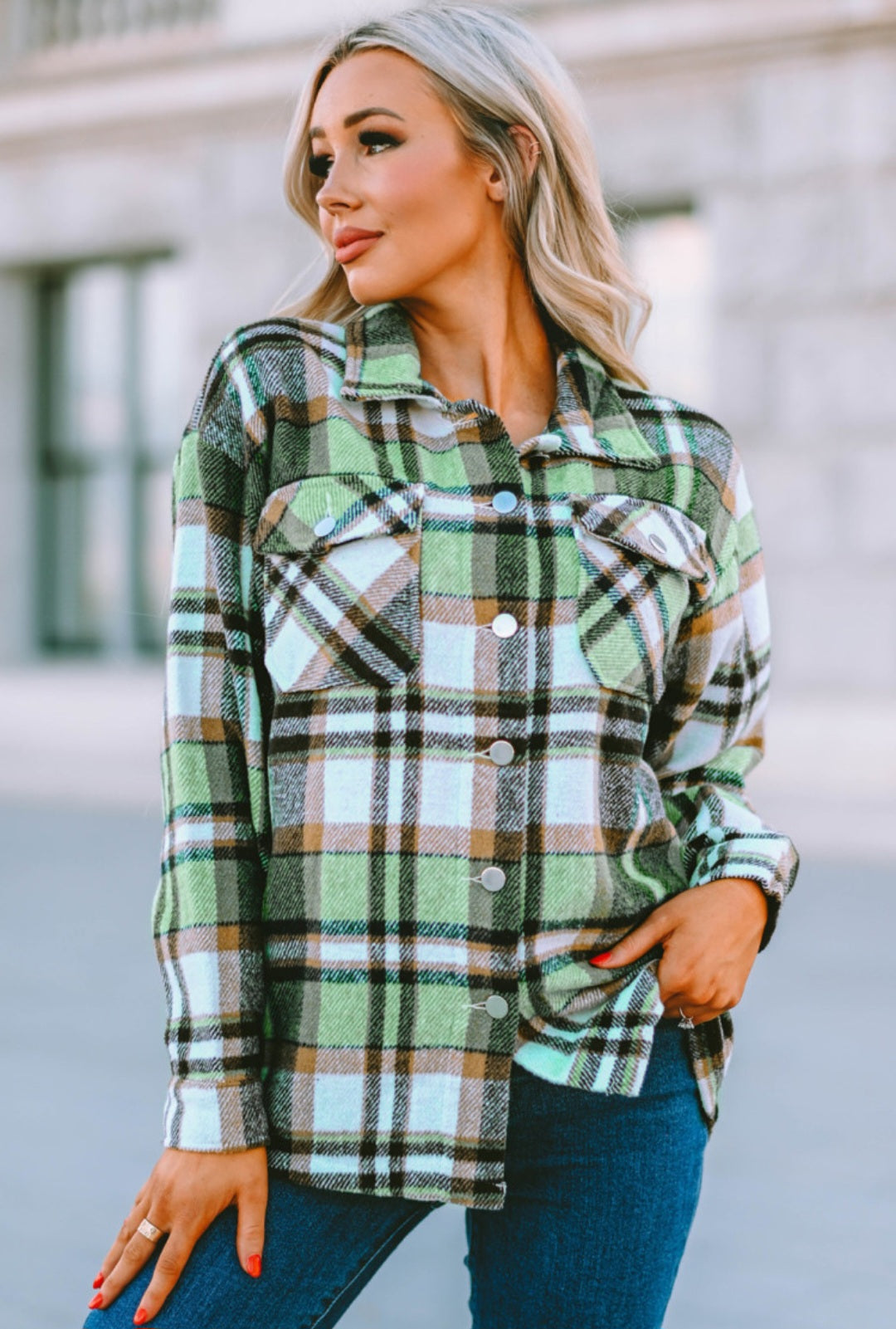 Green Plaid Shacket