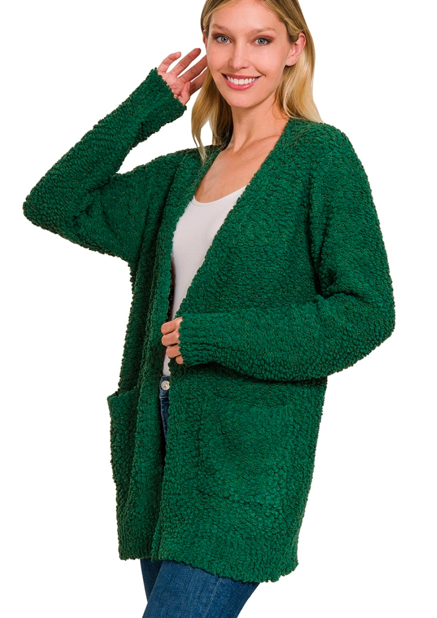 Forest Green Popcorn Cardigan