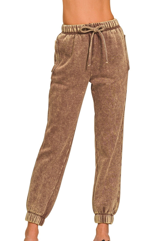 Mocha Acid Washed Sweatpants