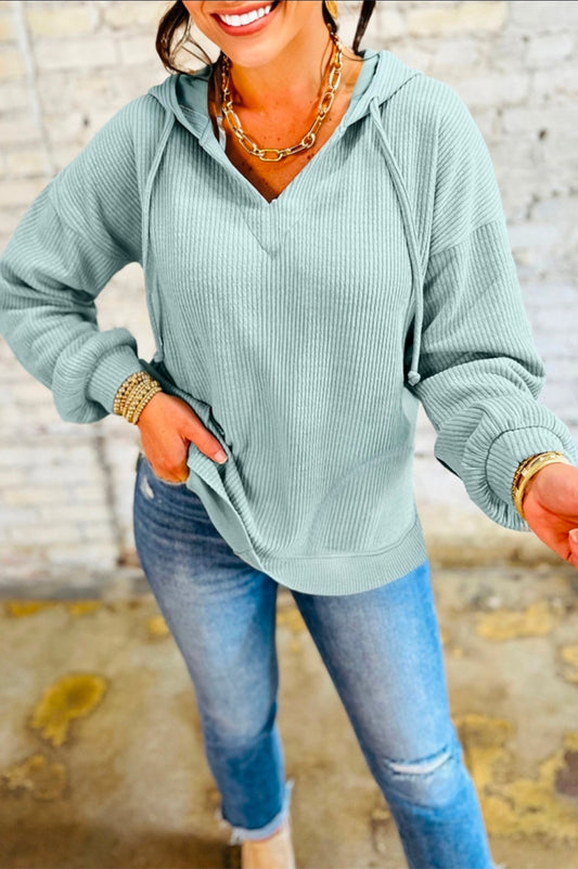 Light Blue Ribbed Hoodie