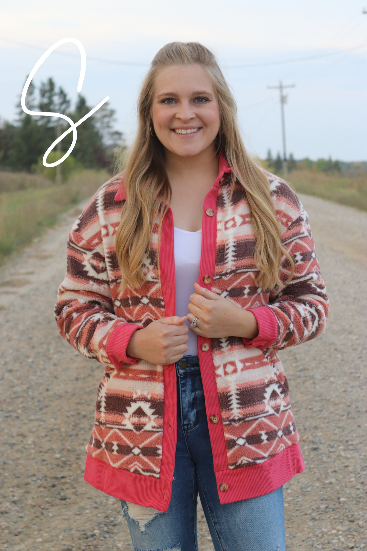 Pink Aztec Sherpa Shacket