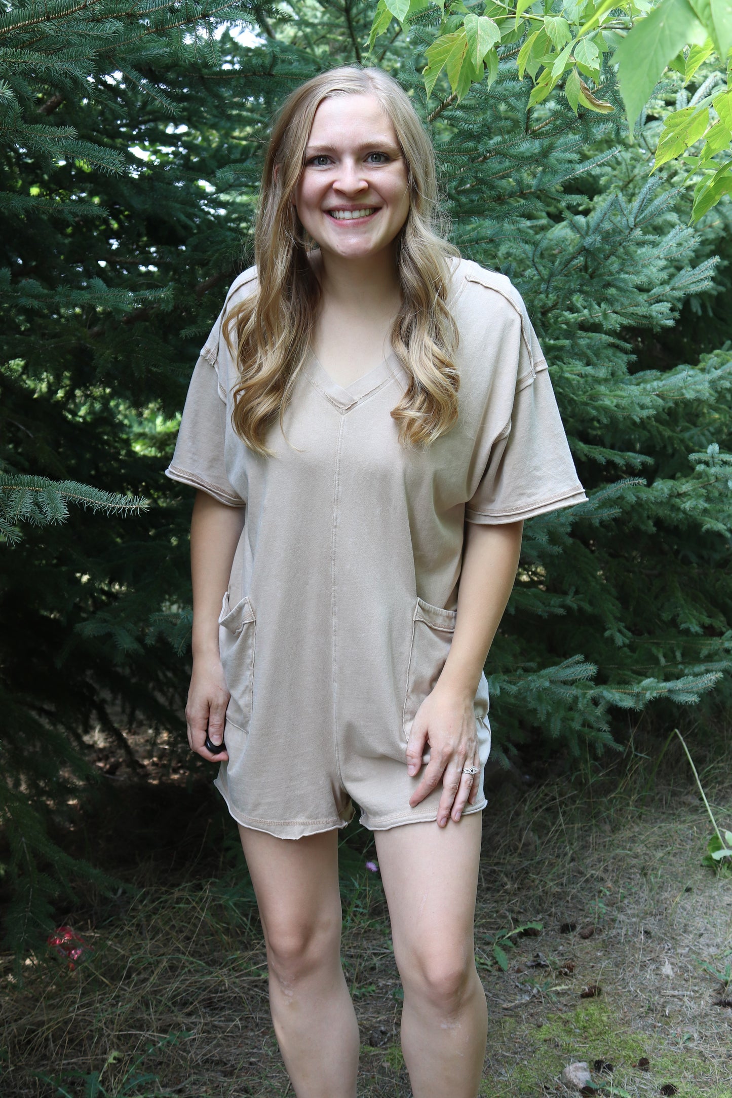 Taupe Washed Romper