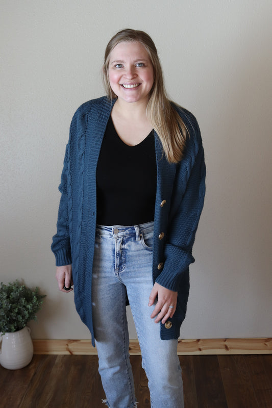 Teal Oversized Cardigan