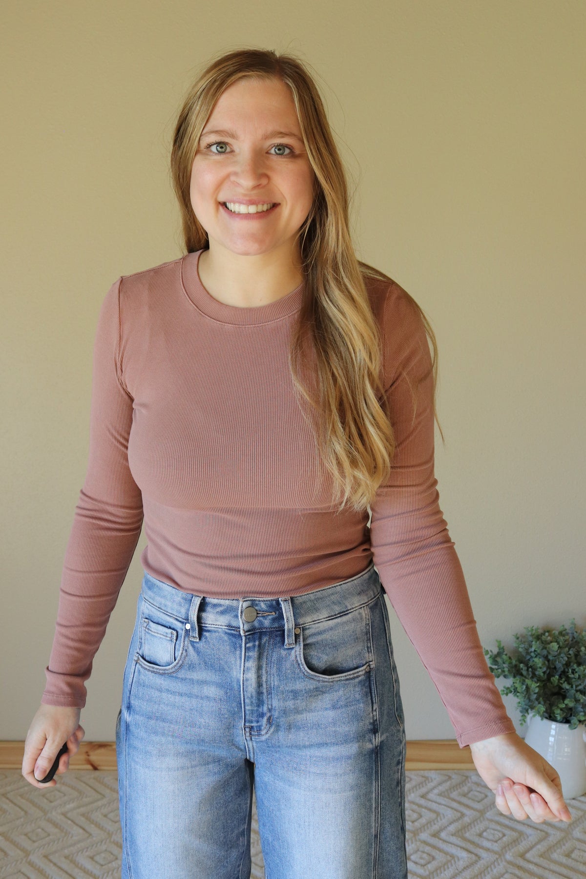 Terracotta Basic Ribbed Long Sleeve