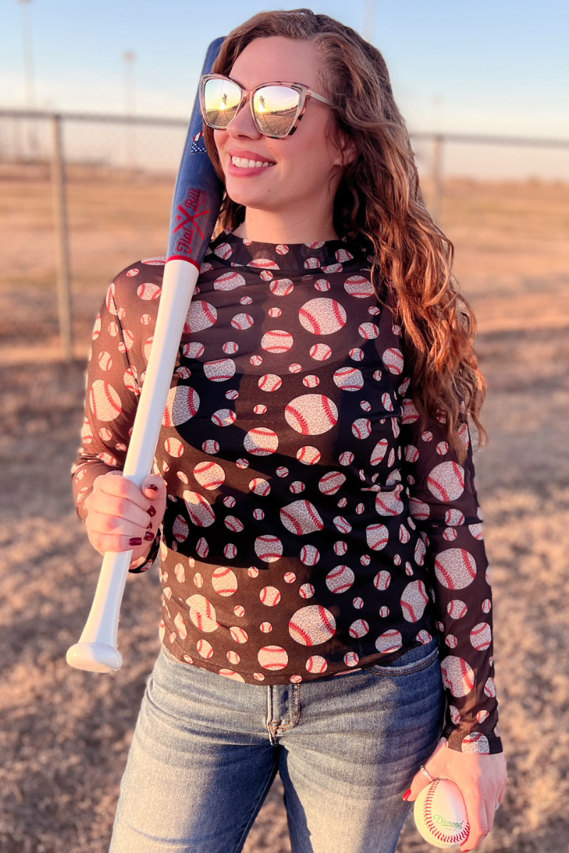 Leopard Baseball Mesh Top