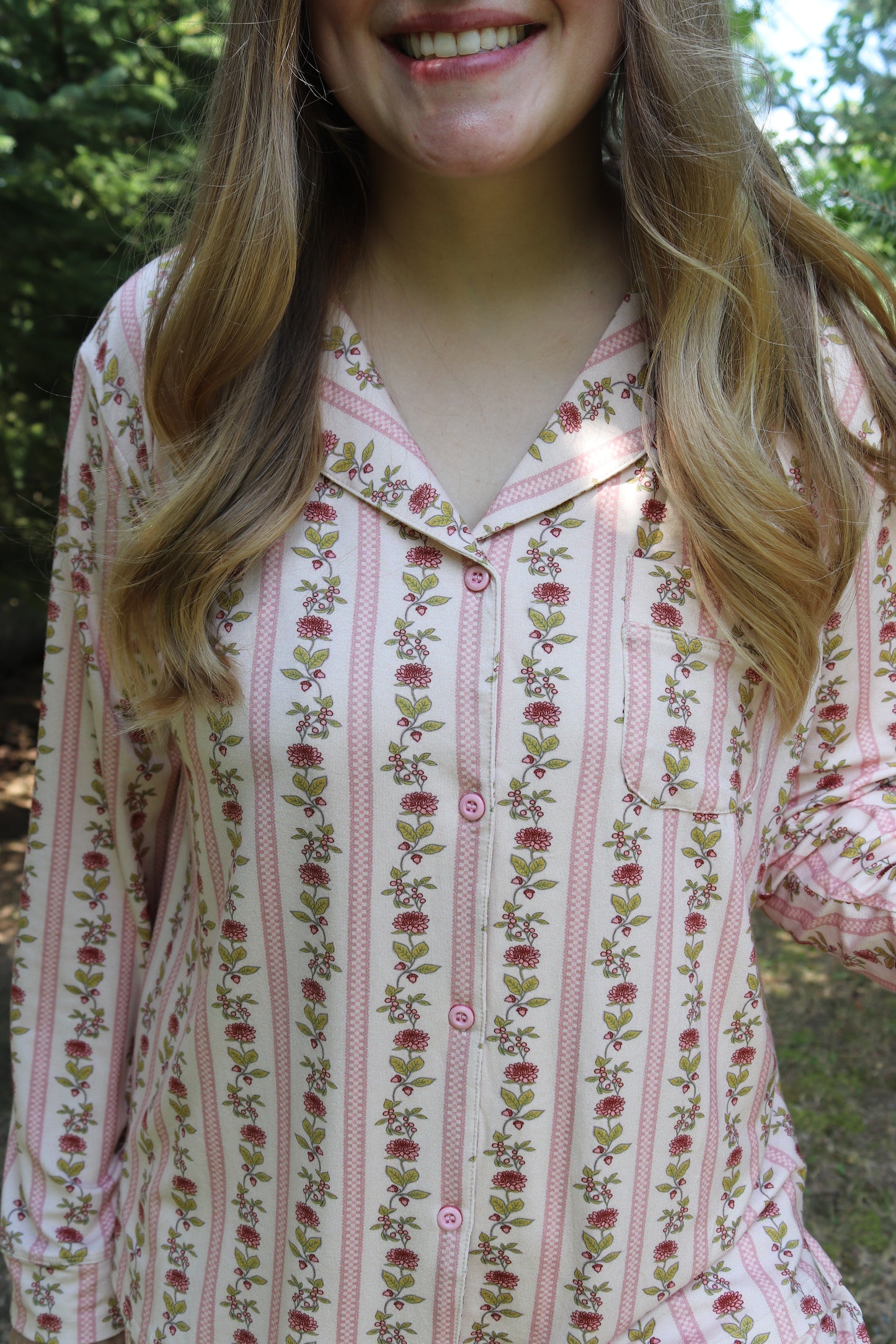 Vintage Floral Stripe Bamboo Set