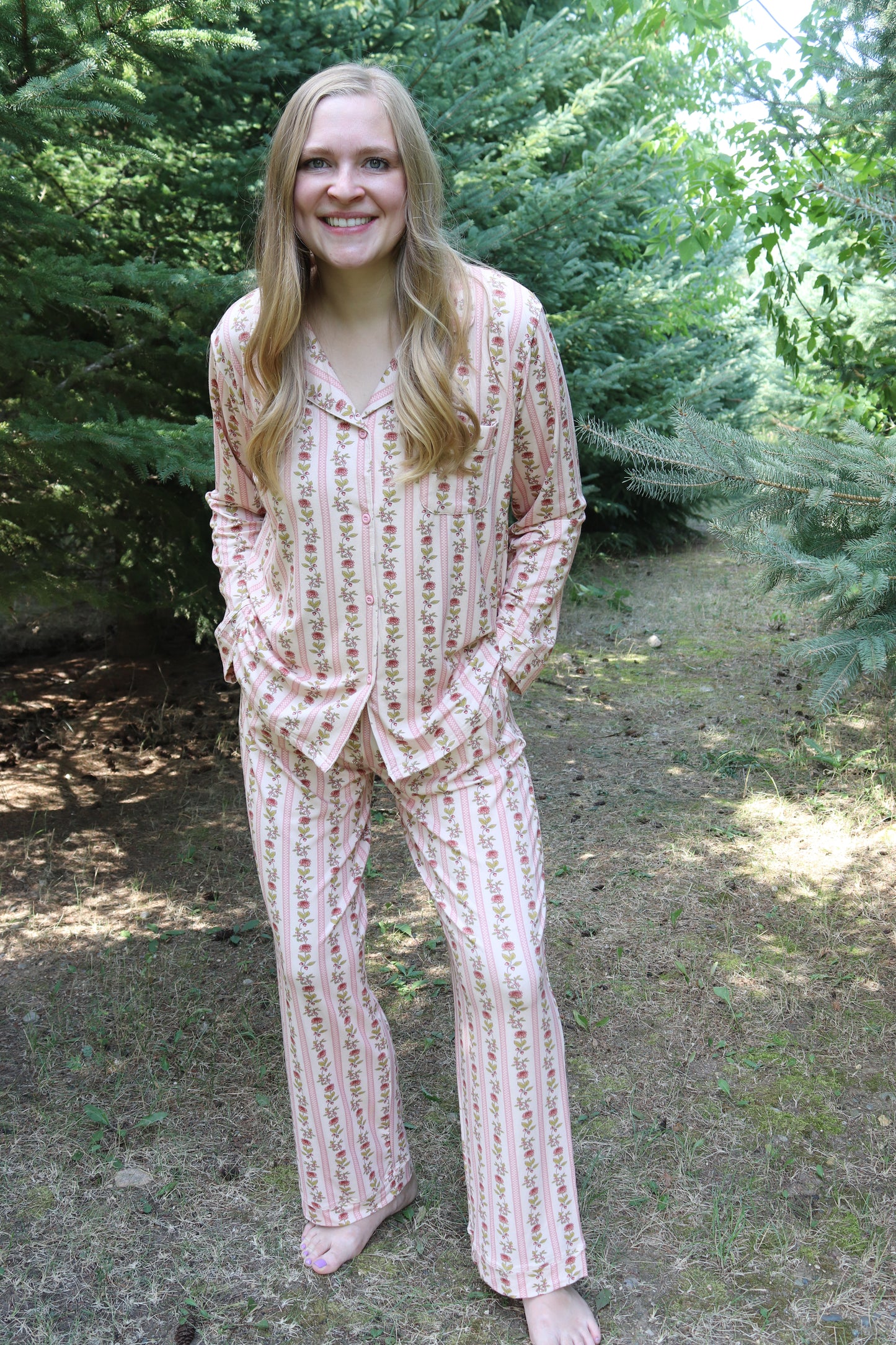 Vintage Floral Stripe Bamboo Set