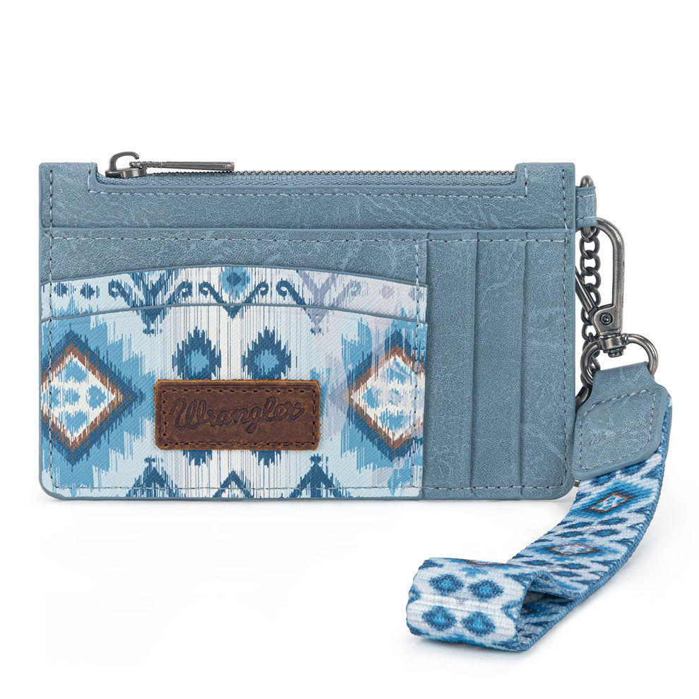 WRANGLER: Blue Aztec Wristlet