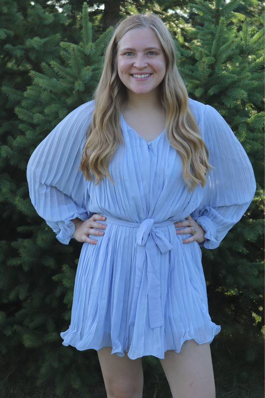 Blue Pleated Romper