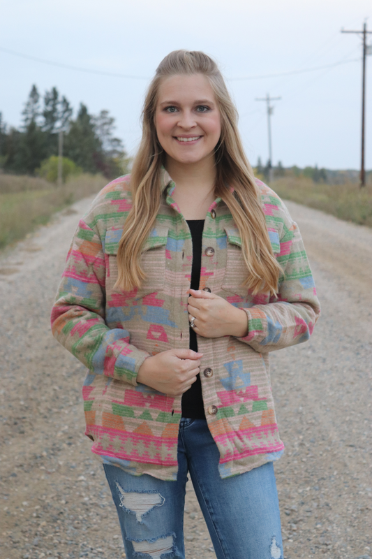 Pink Aztec Shacket