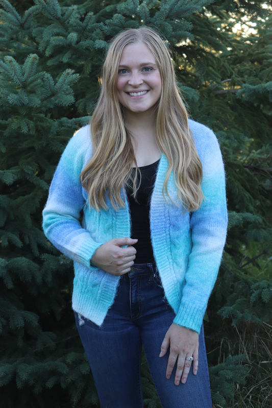 Blue Ombre Knit Cardigan