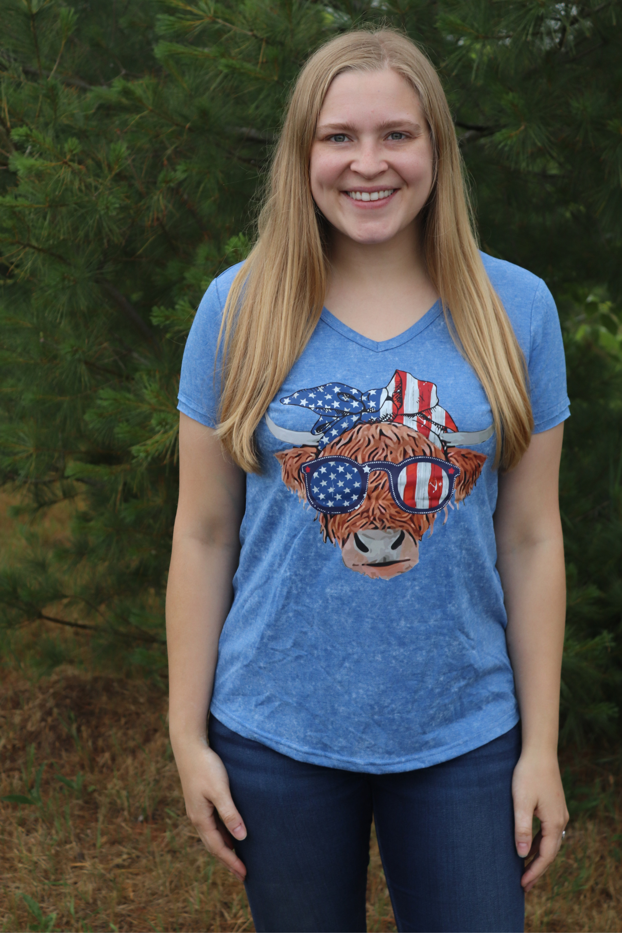 Highland Cow American Flag T-shirt