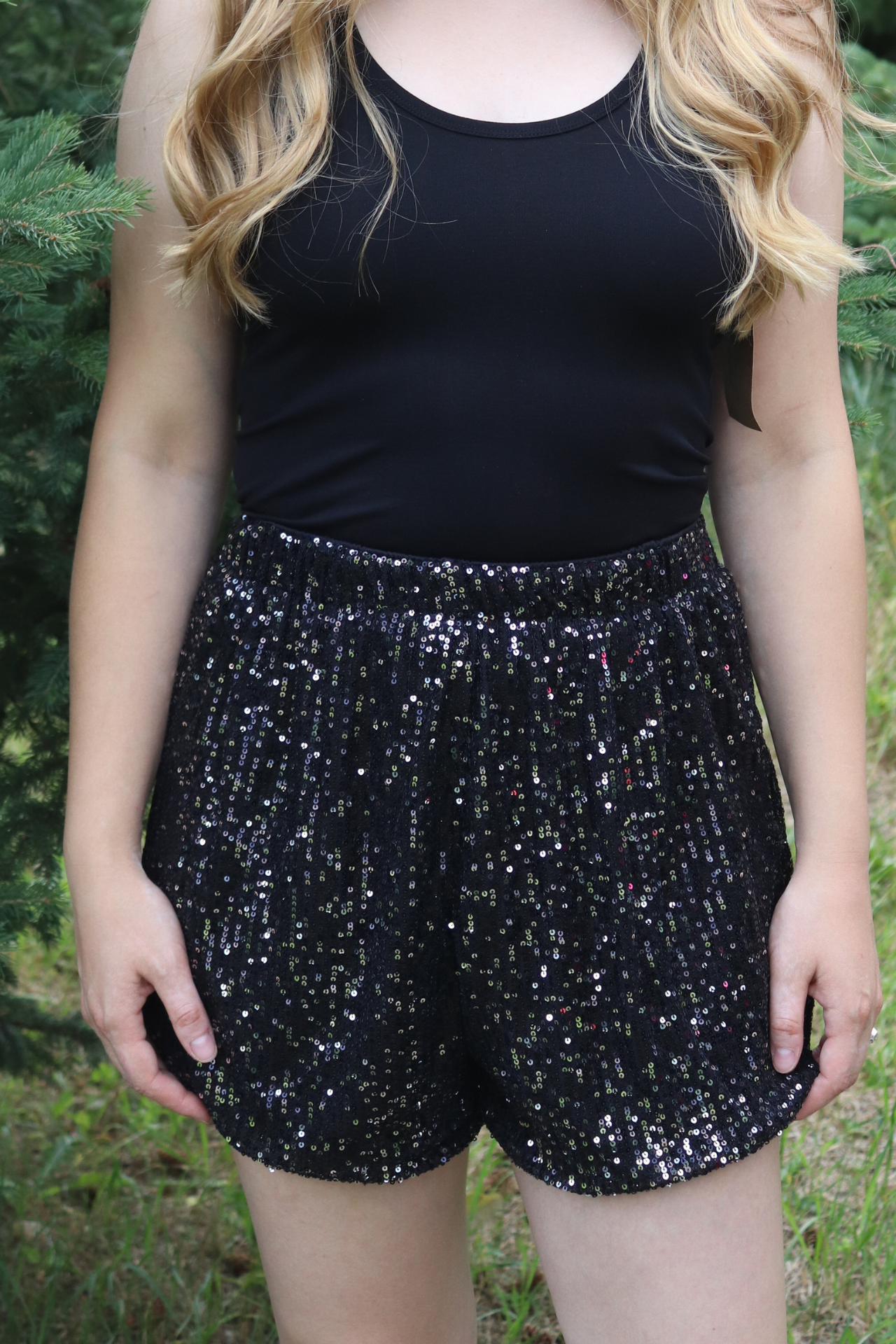 Black Sequin Shorts