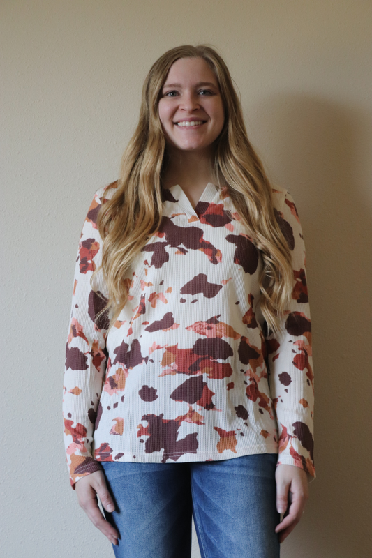 Cow Print Long Sleeve Shirt