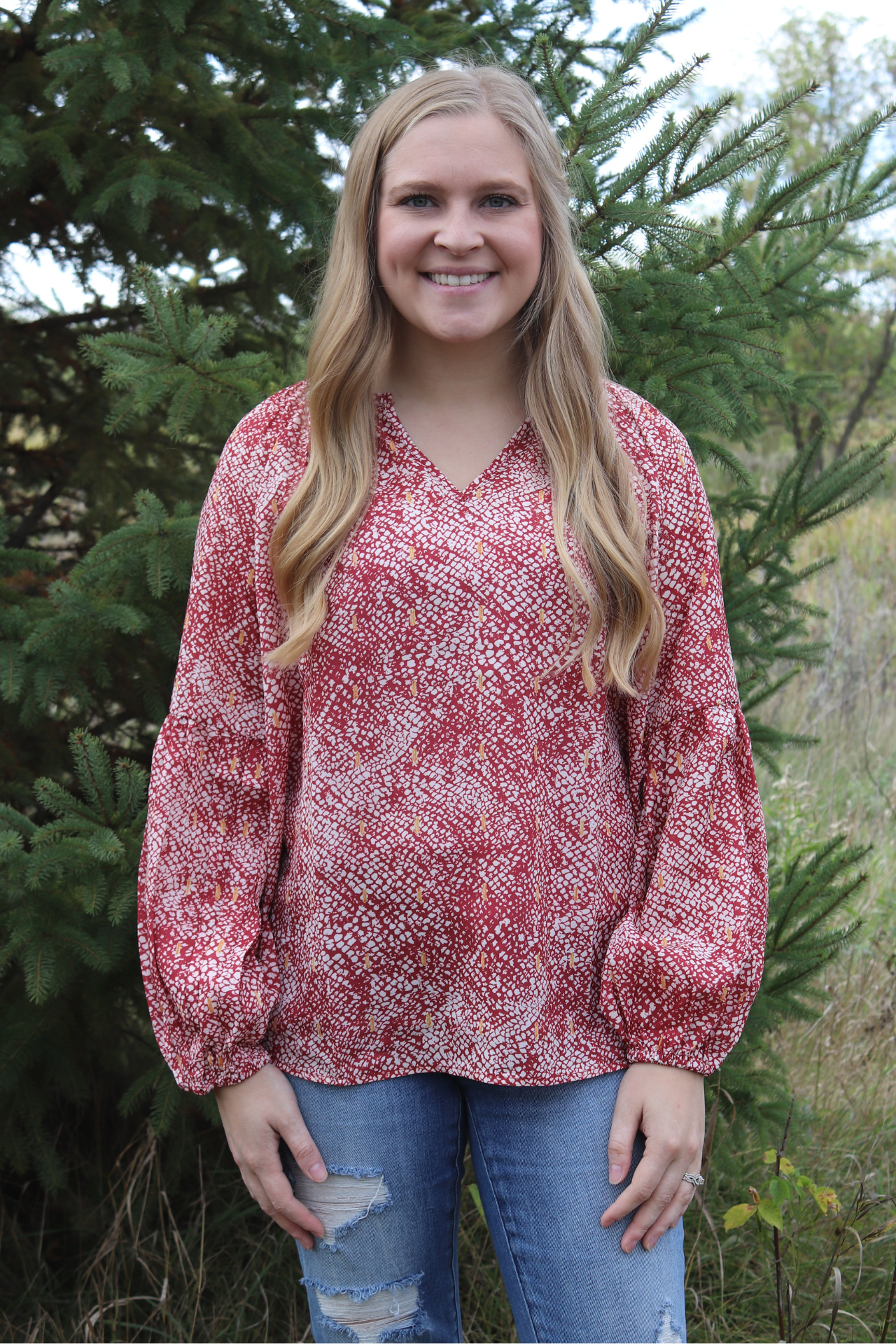 Maroon Printed Blouse