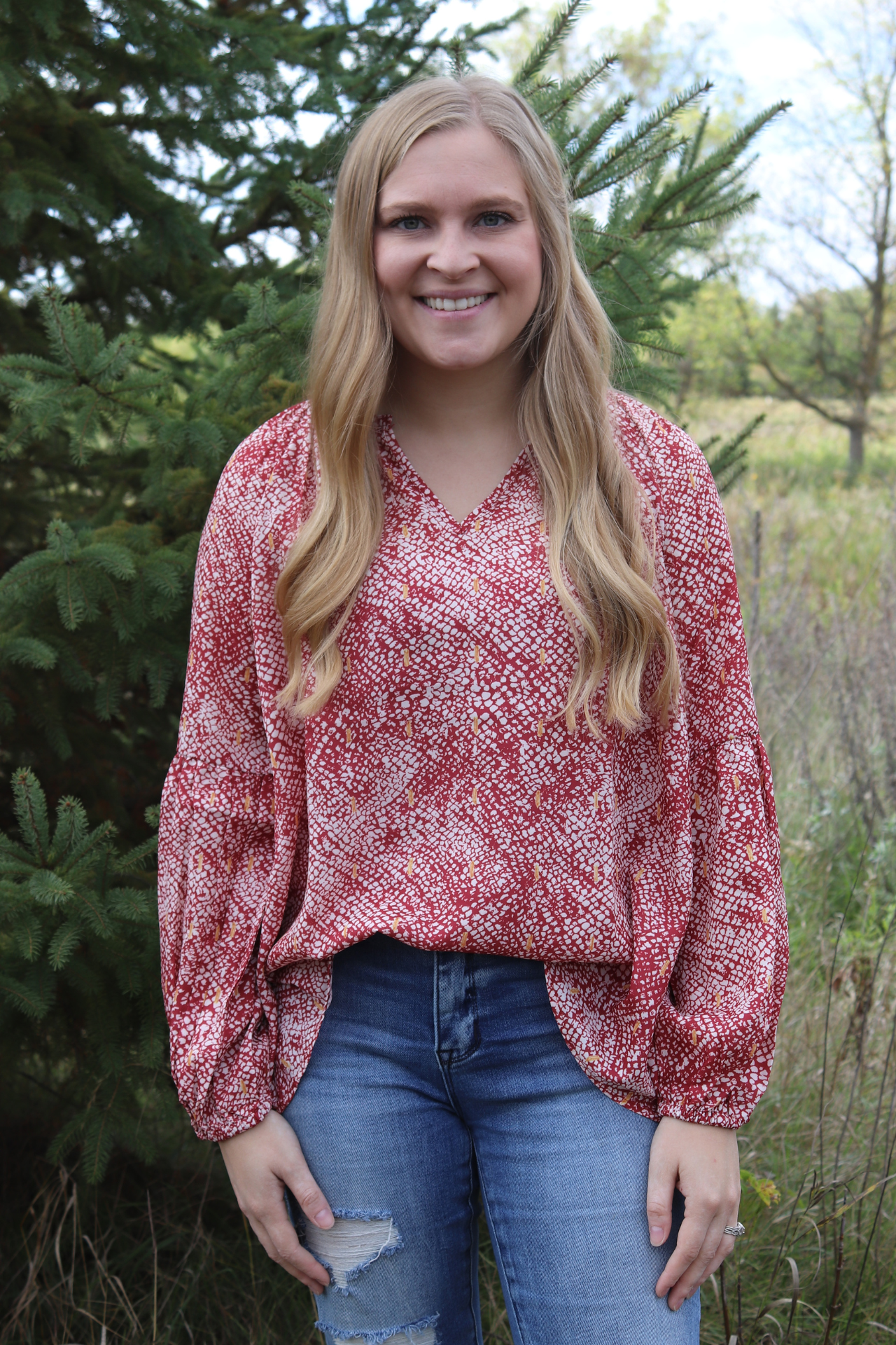 Maroon Printed Blouse