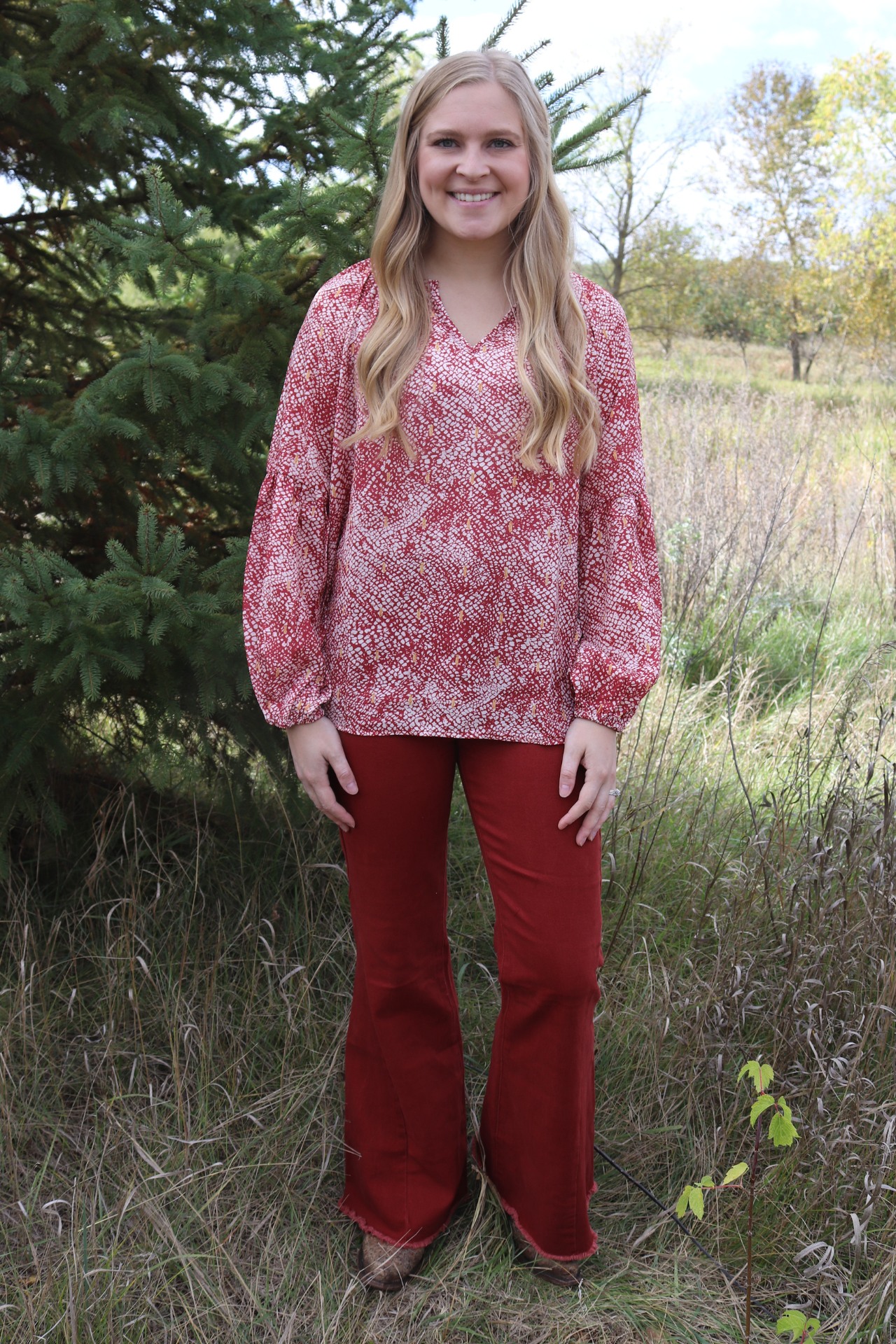 Maroon Printed Blouse