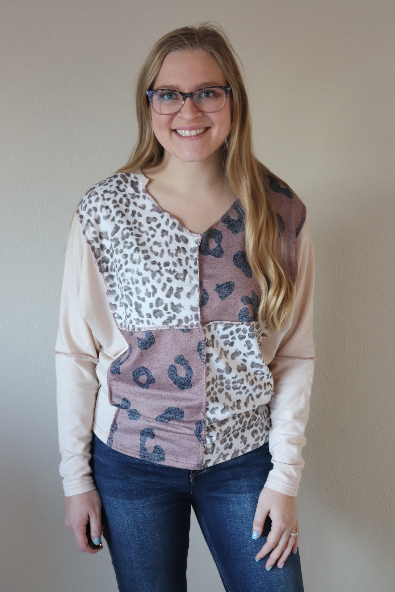 Leopard Colorblock Long Sleeve