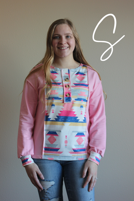 Pink Aztec Long Sleeve Top