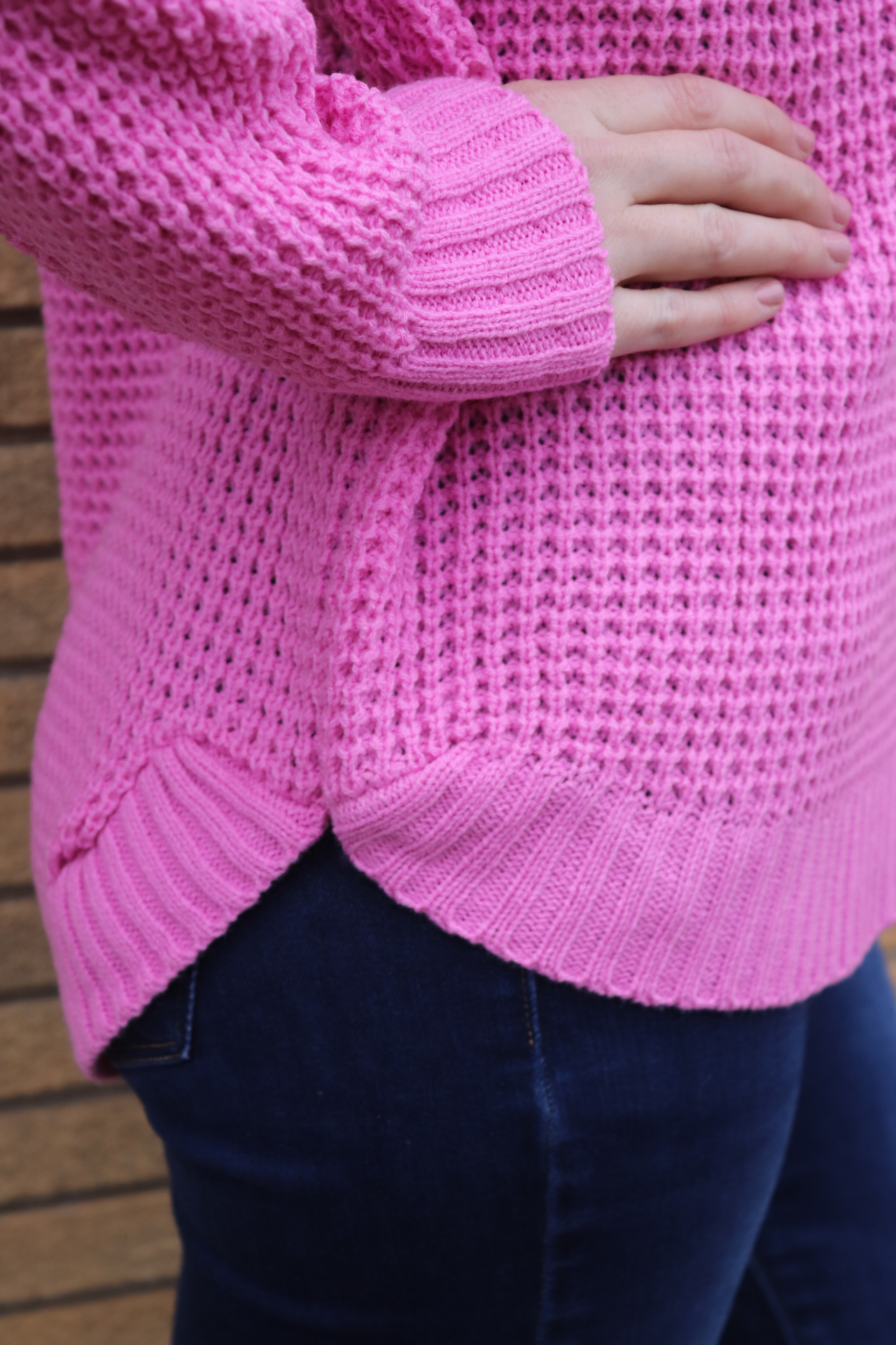 Bubblegum Waffle Knit Sweater