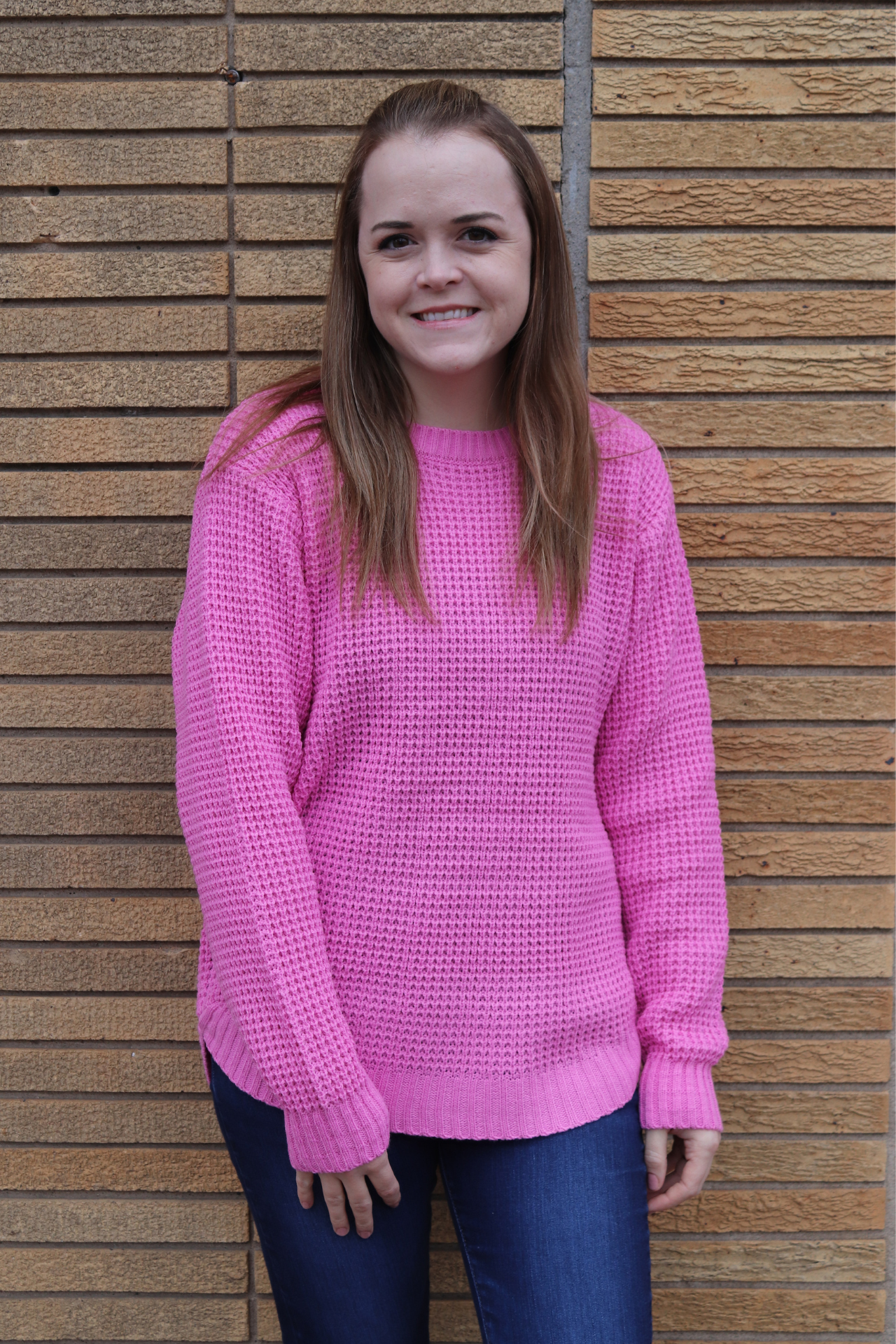 Bubblegum Waffle Knit Sweater