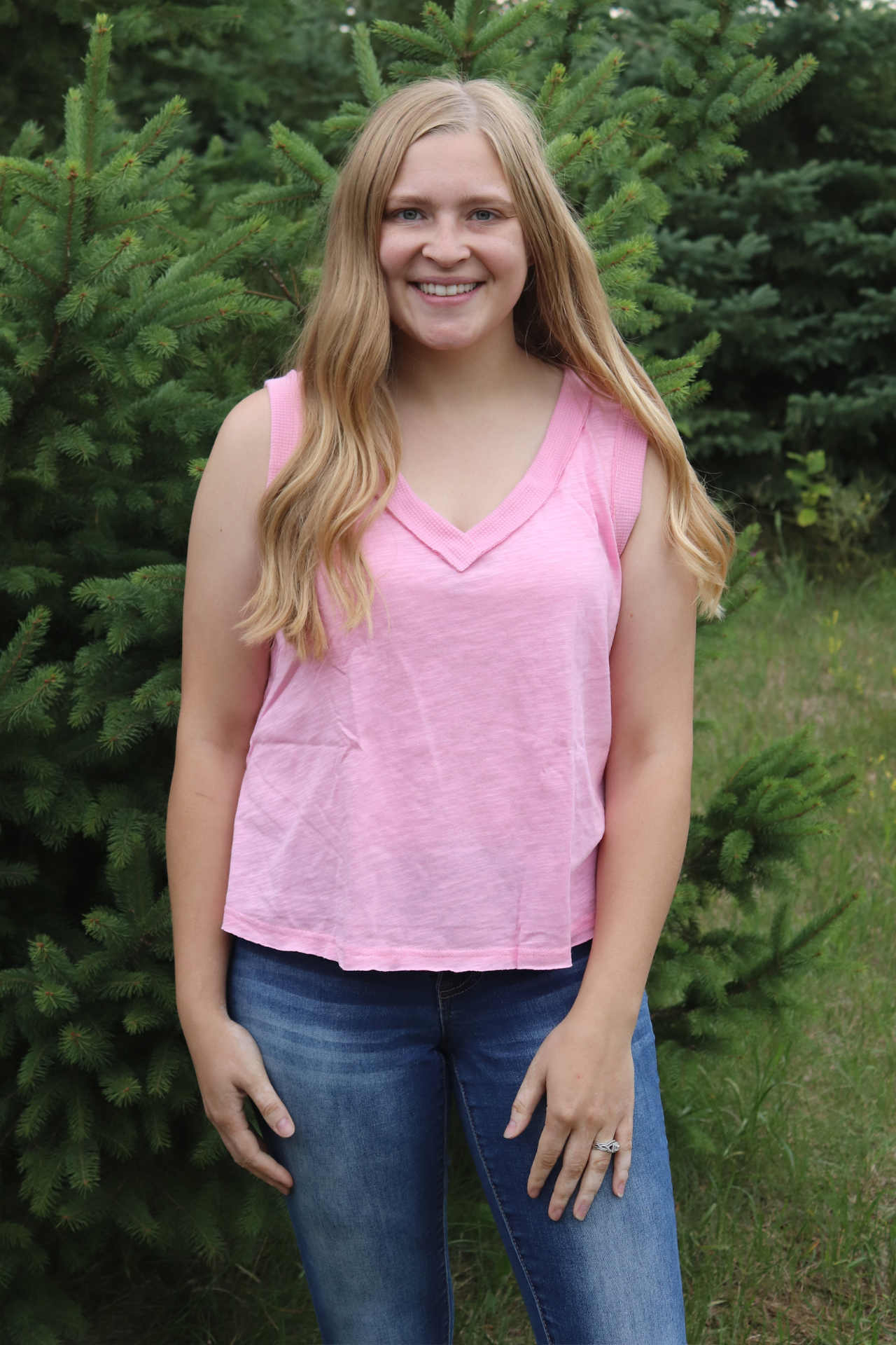 Light Pink V-neck Tank