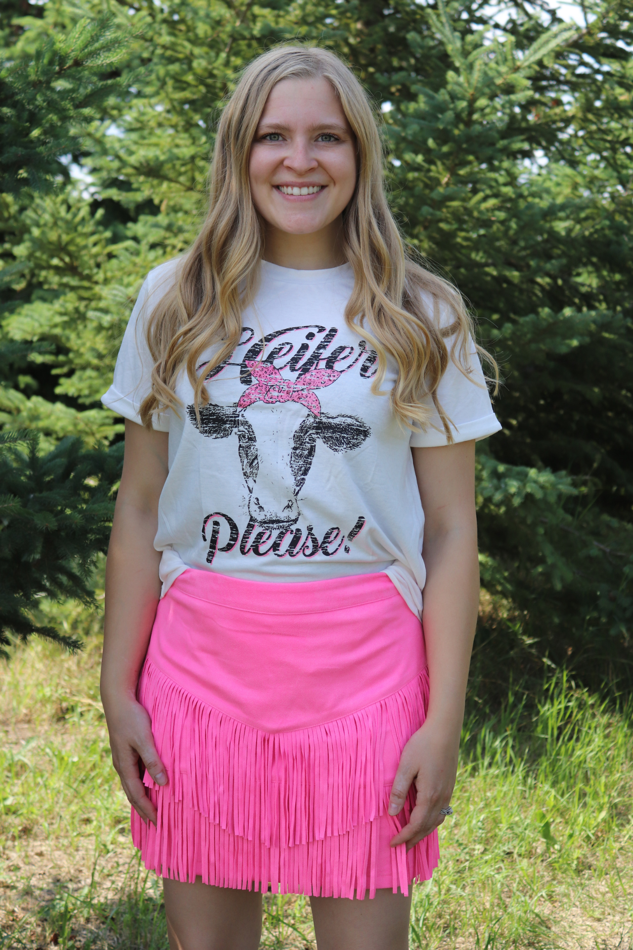 Pink Fort Worth Fringe Skirt