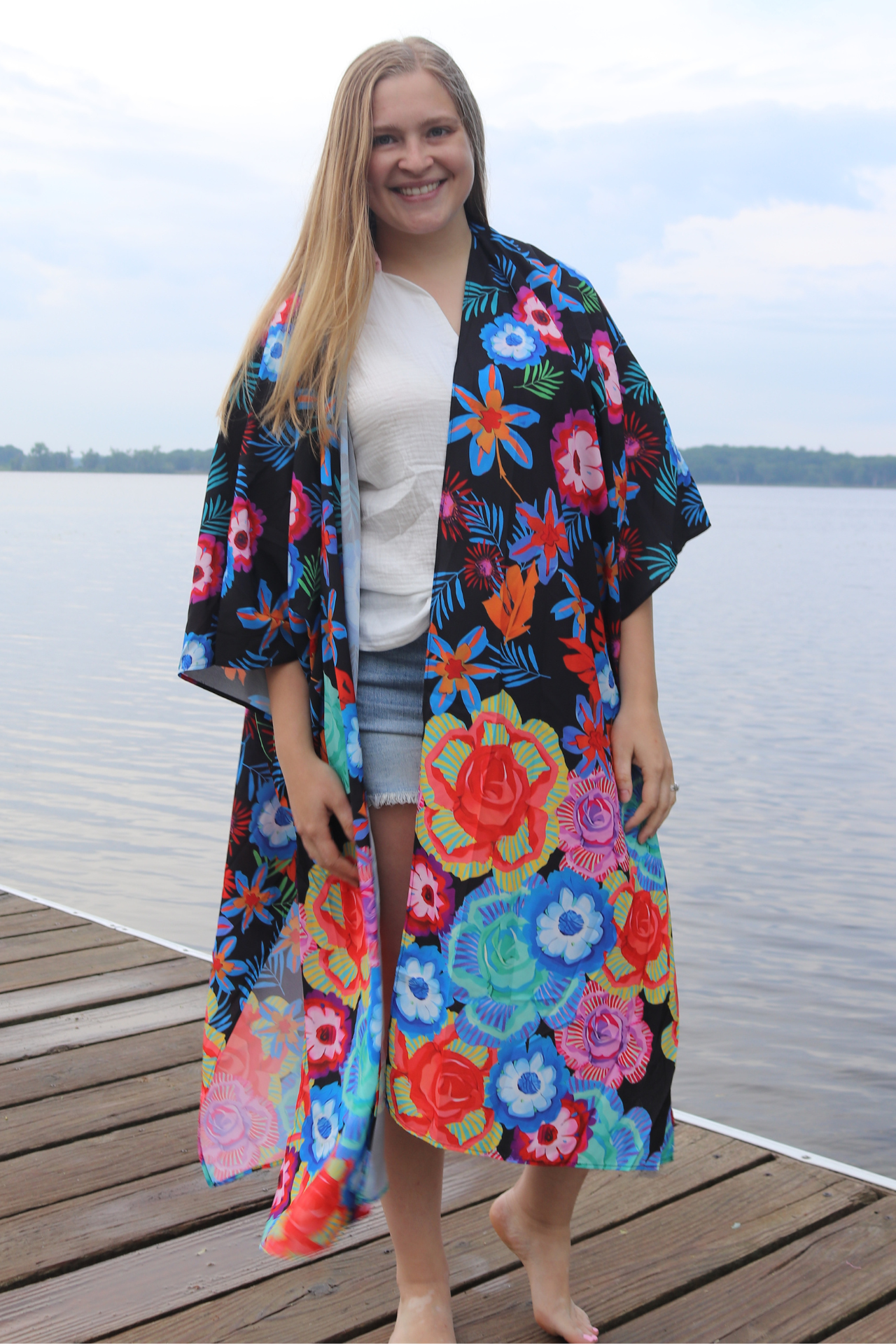 Black Floral Kimono