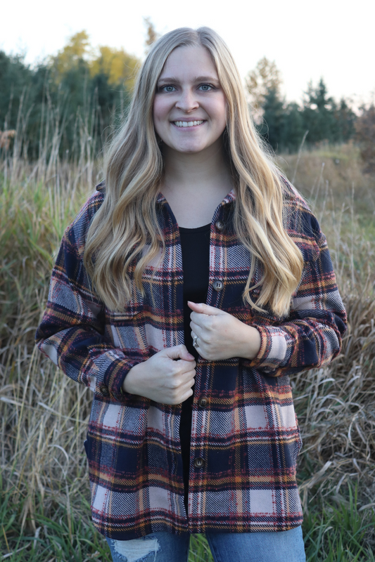 Navy Plaid Shacket