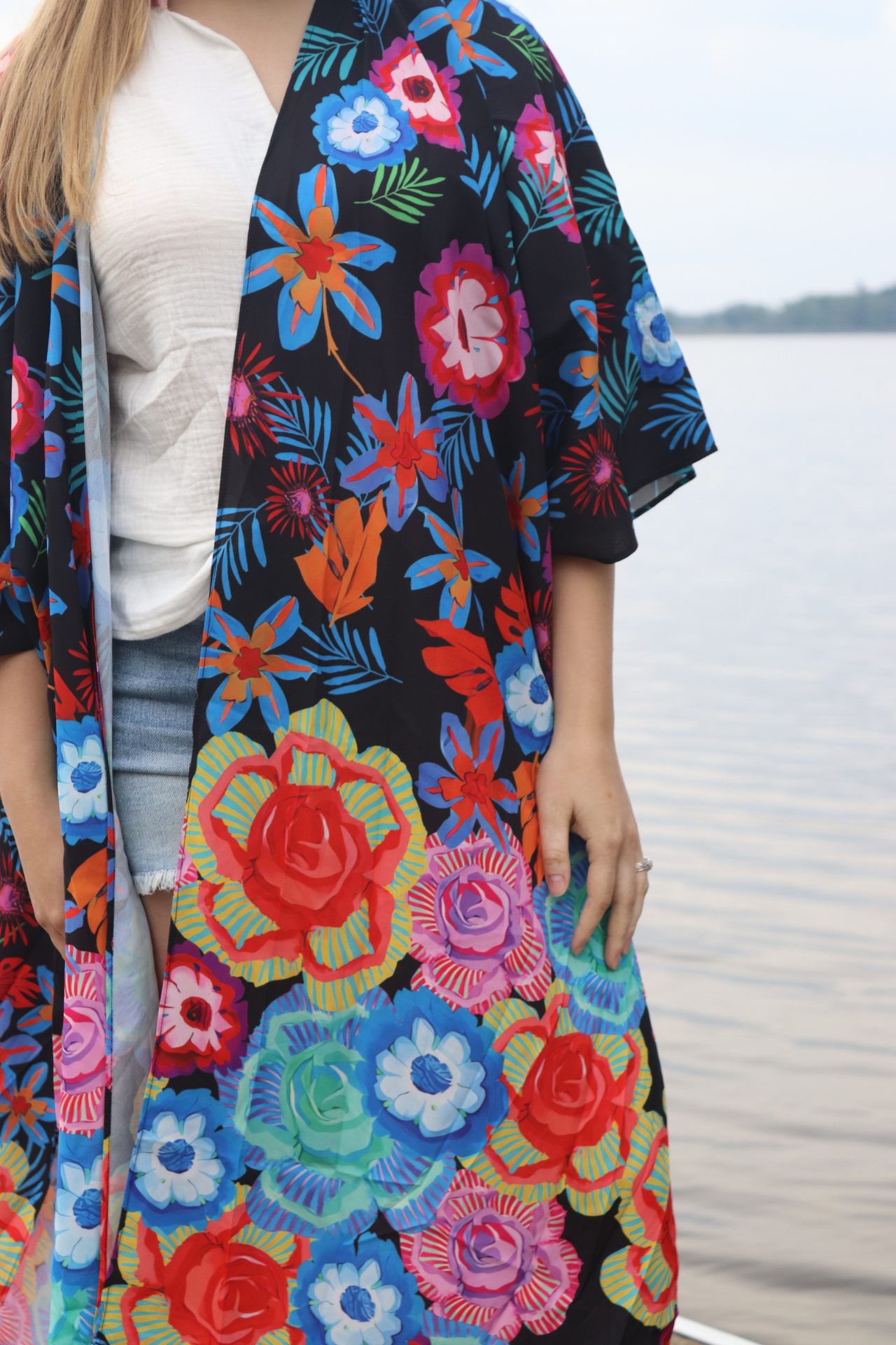 Black Floral Kimono