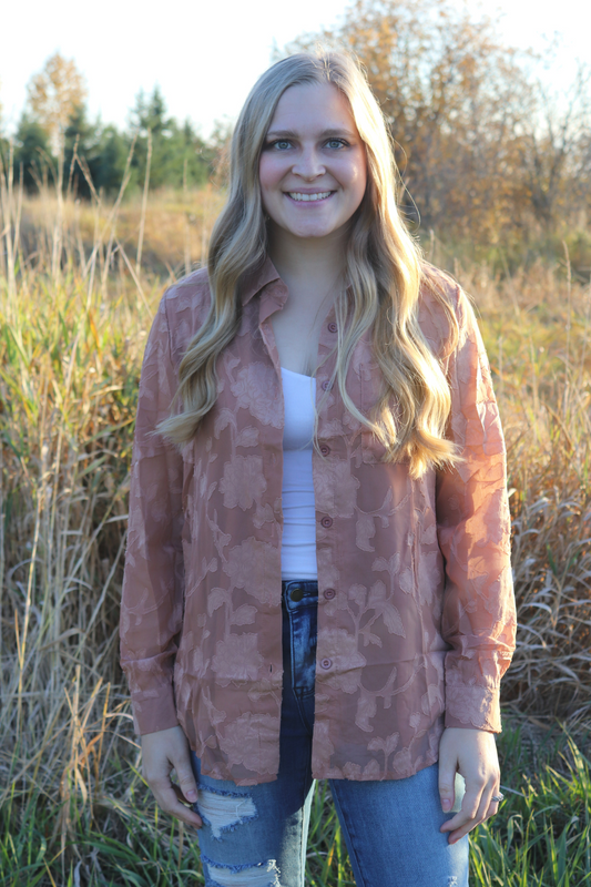 Floral Textured Button Up