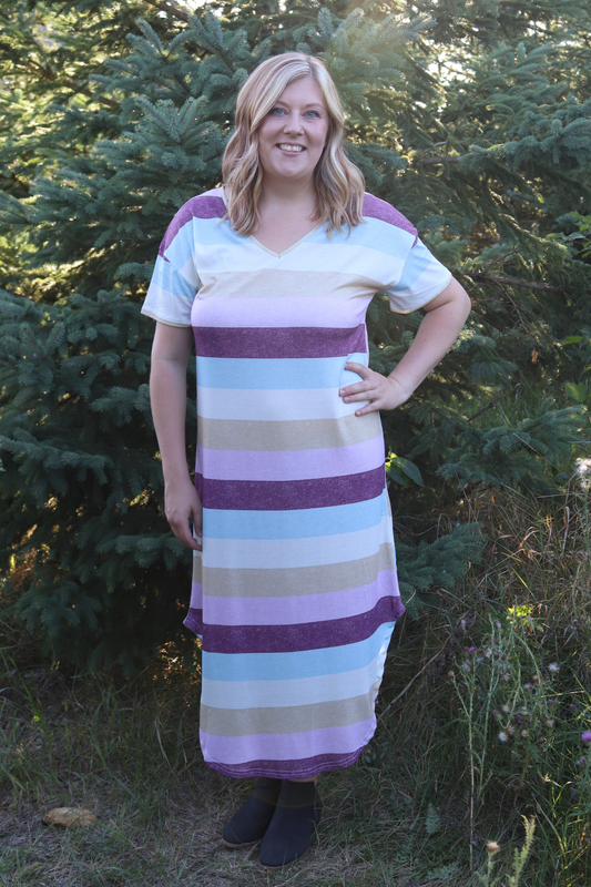 Striped V-neck T-shirt Dress