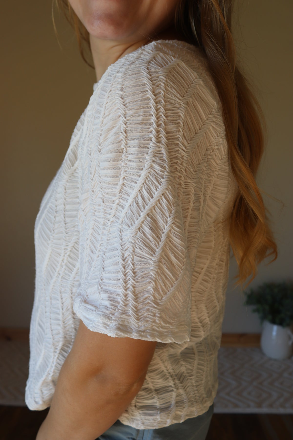 White Textured Top