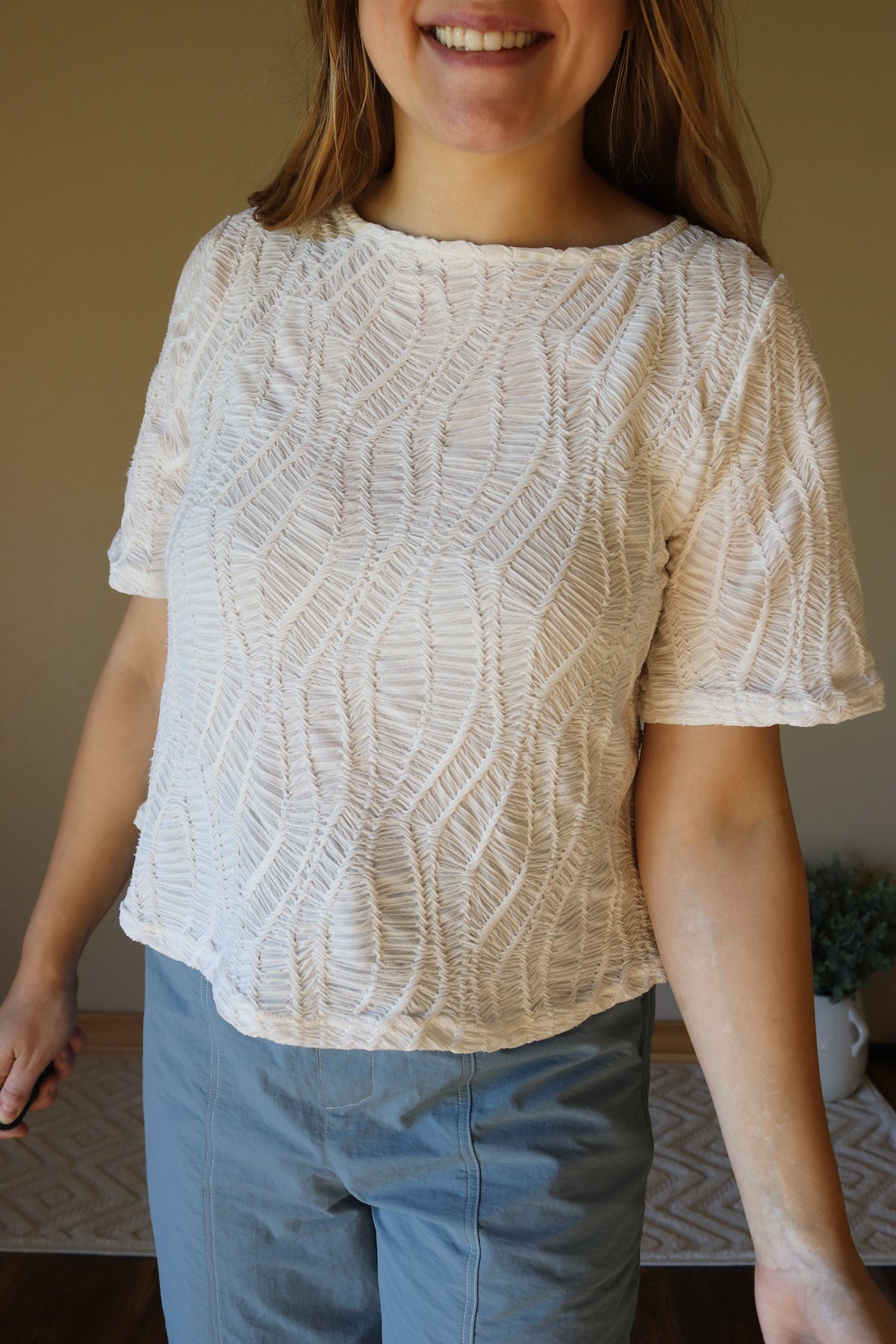 White Textured Top
