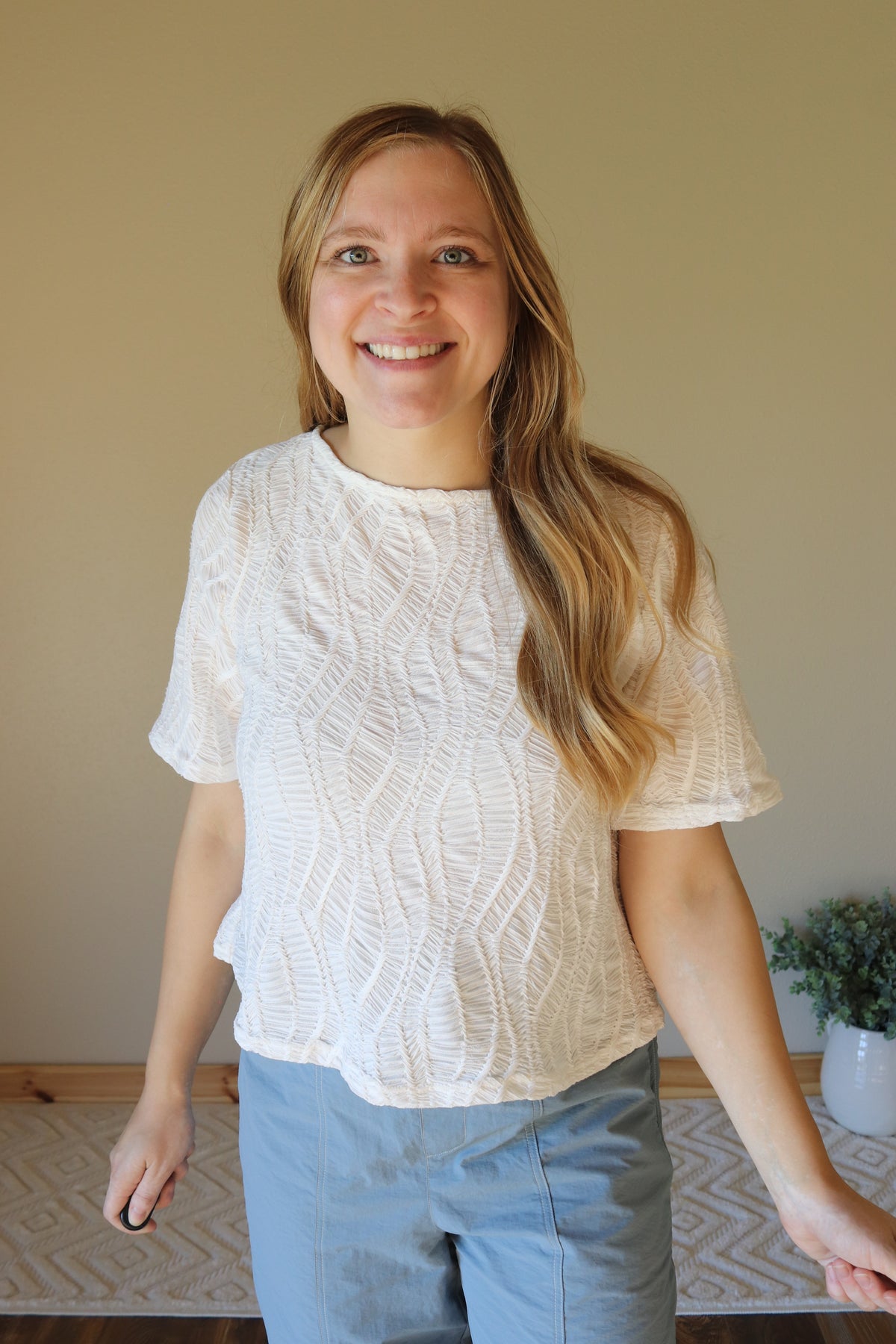 White Textured Top