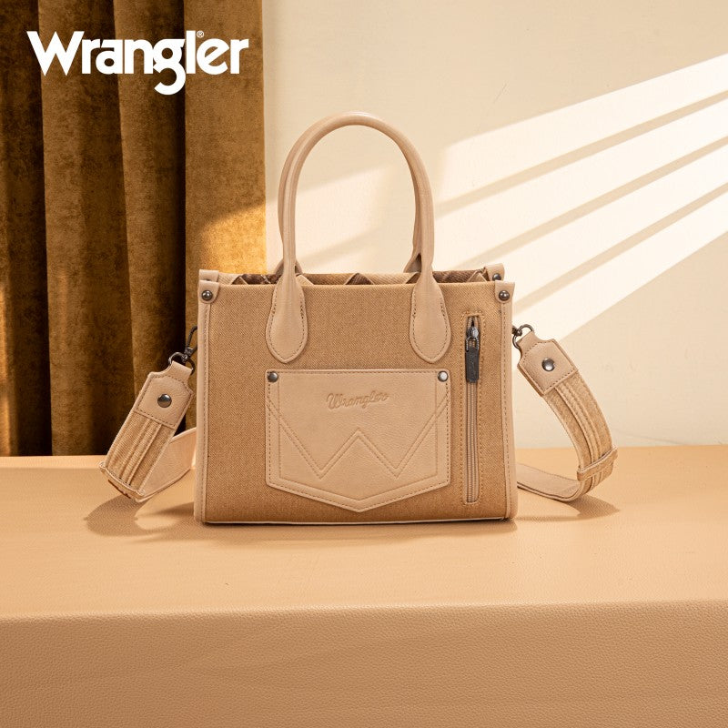 WRANGLER: Small Brown Denim Tote