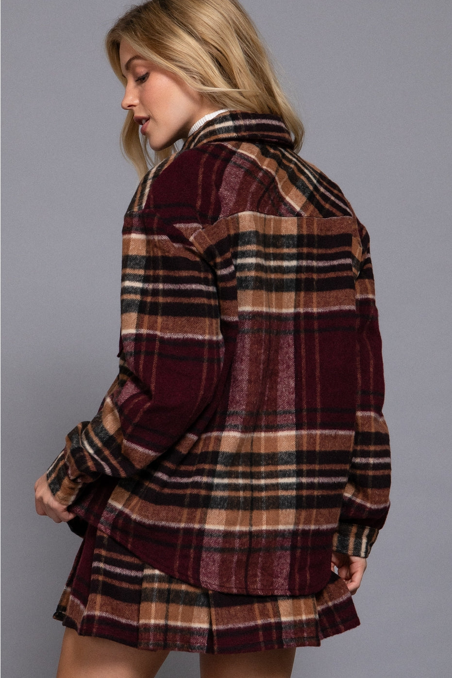Burgundy Plaid Shacket