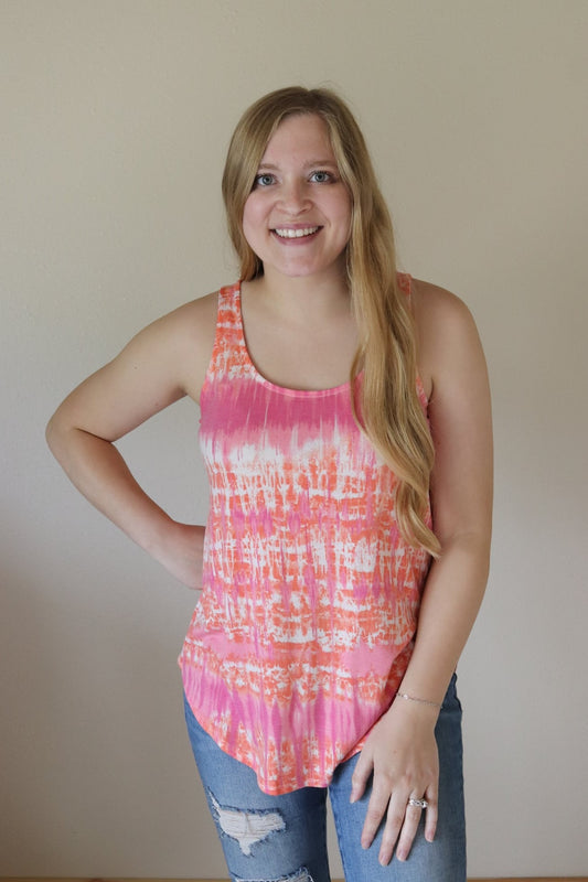 Coral/Pink Tie Dye Tank