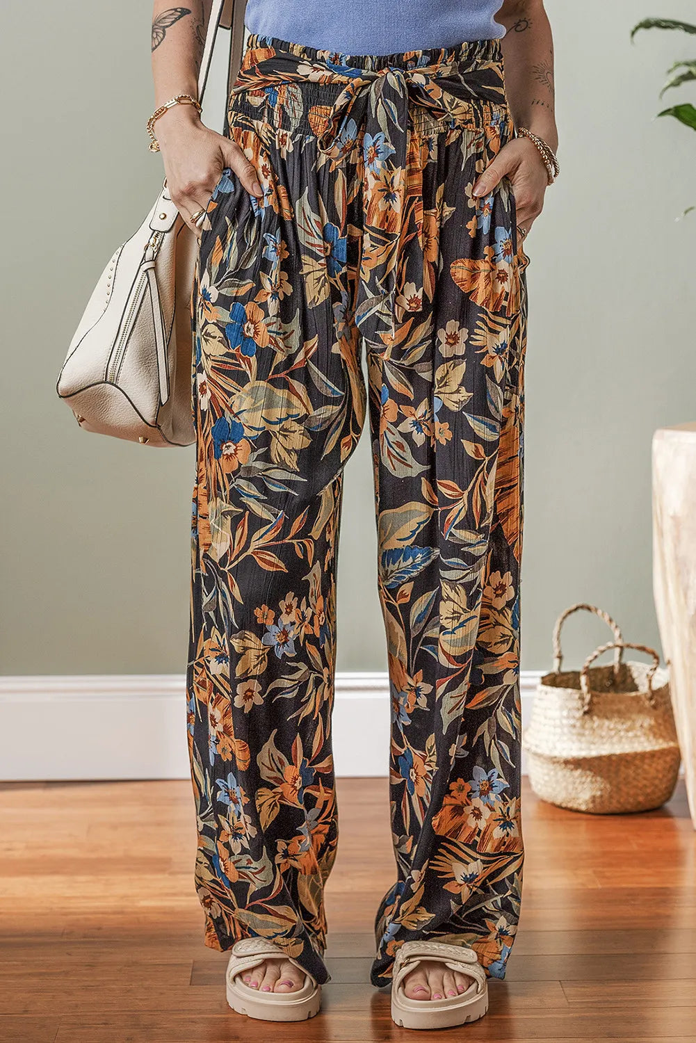 Tropical Wide Leg Pants