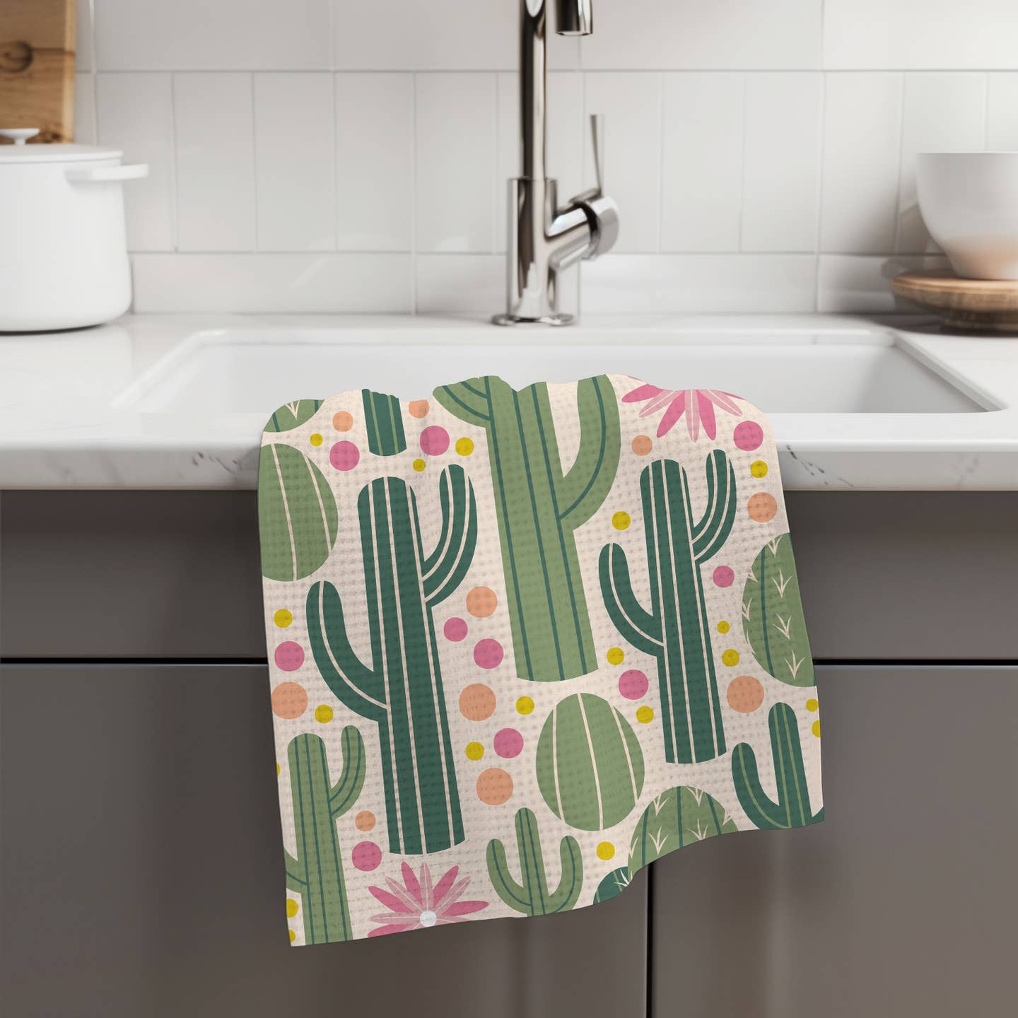 Retro Cactus Kitchen Towel