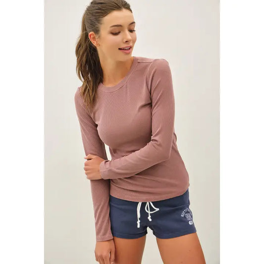Terracotta Basic Ribbed Long Sleeve