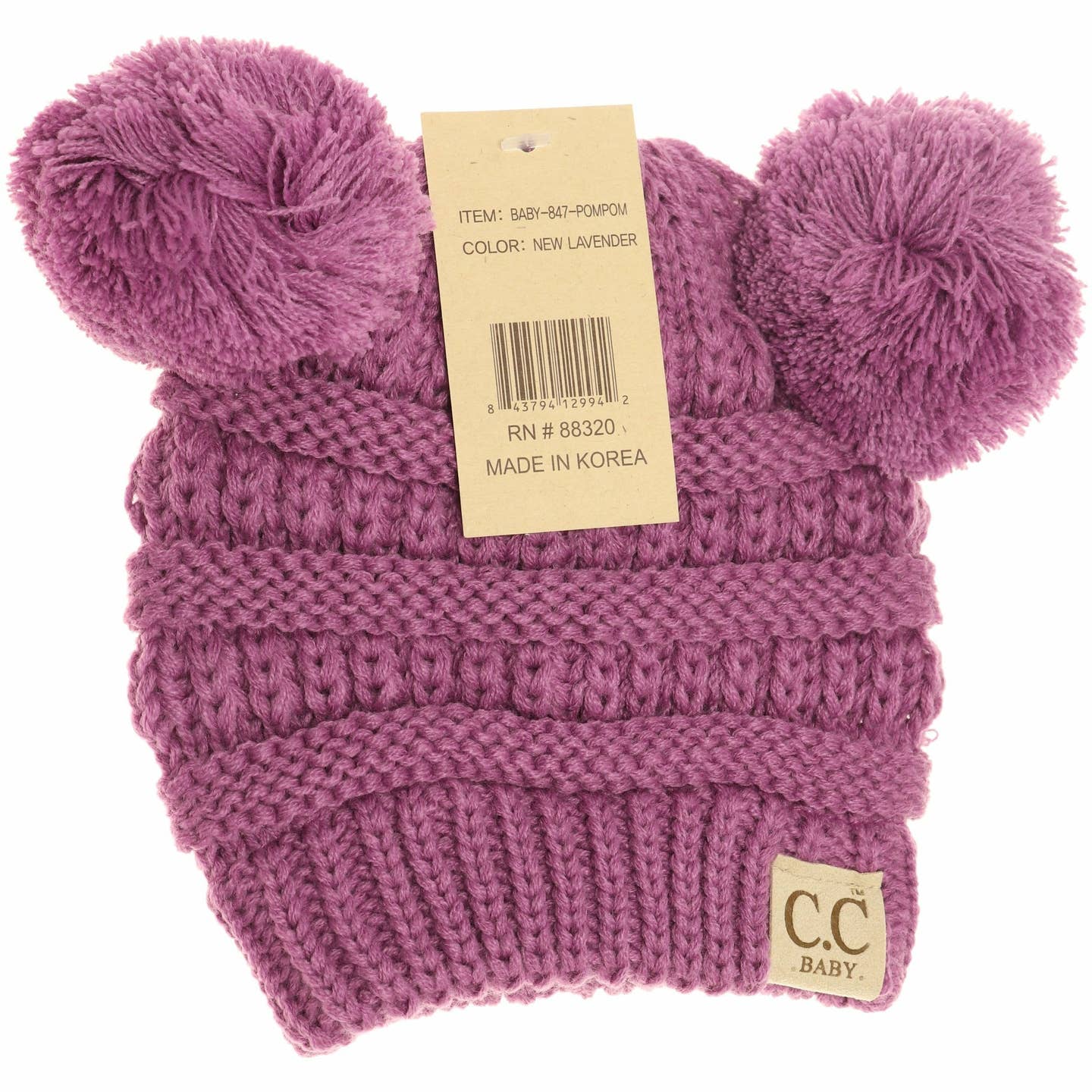 New Lavender Double Pom CC Beanie